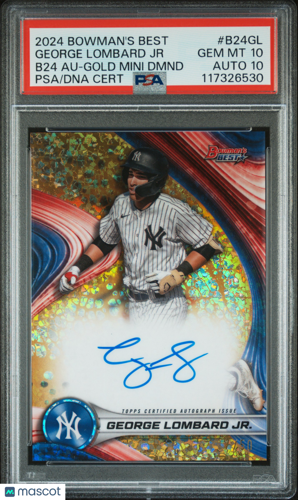 2024 Bowman's Best Best Of Autographs George Lombard JR. Gold  PSA 10 Auto 10