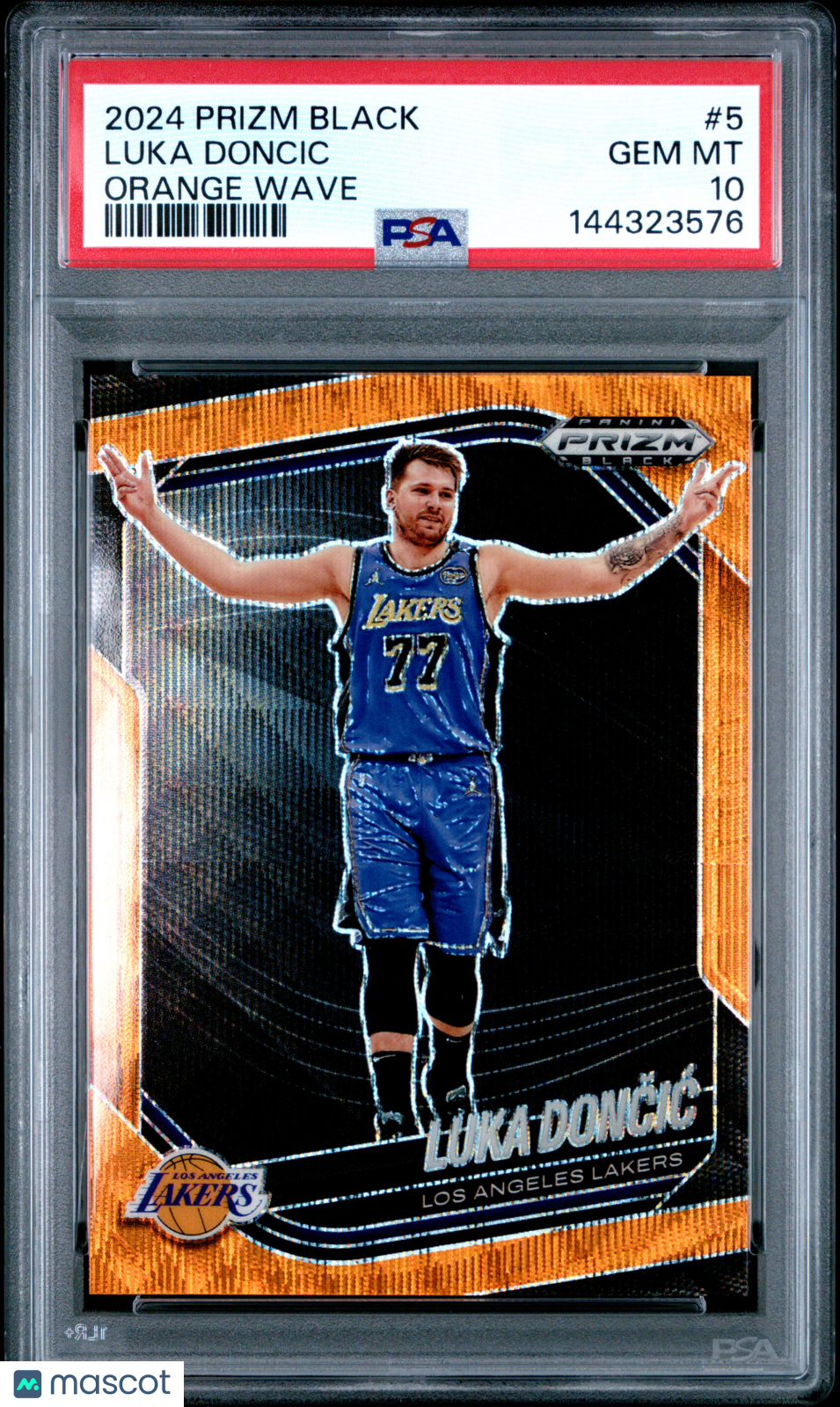 2024 Panini Prizm Black Luka Doncic #5 Orange Wave PSA 10