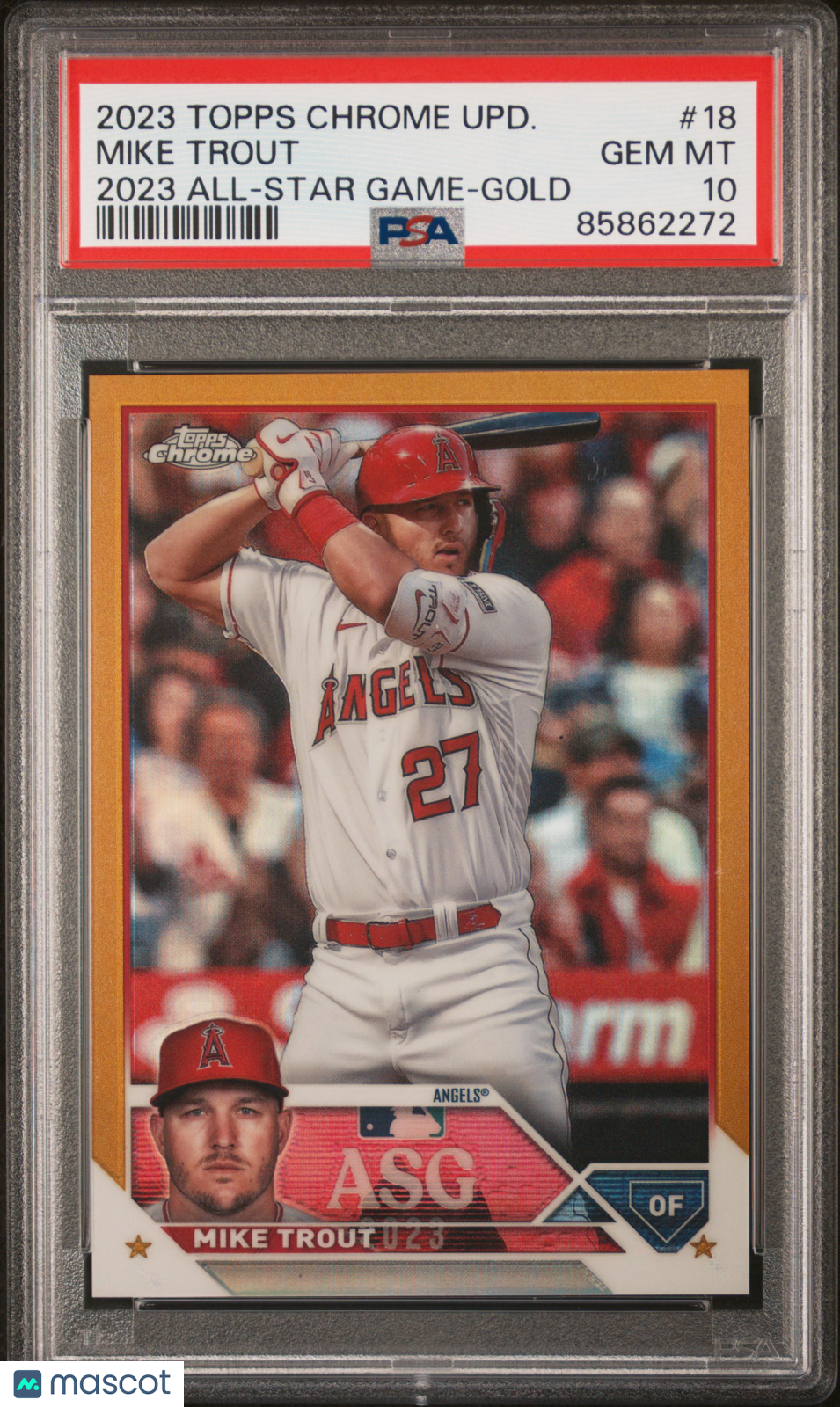 2023 Topps Chrome Update 2023 All-Star Game Mike Trout #18 Gold Ref PSA 10