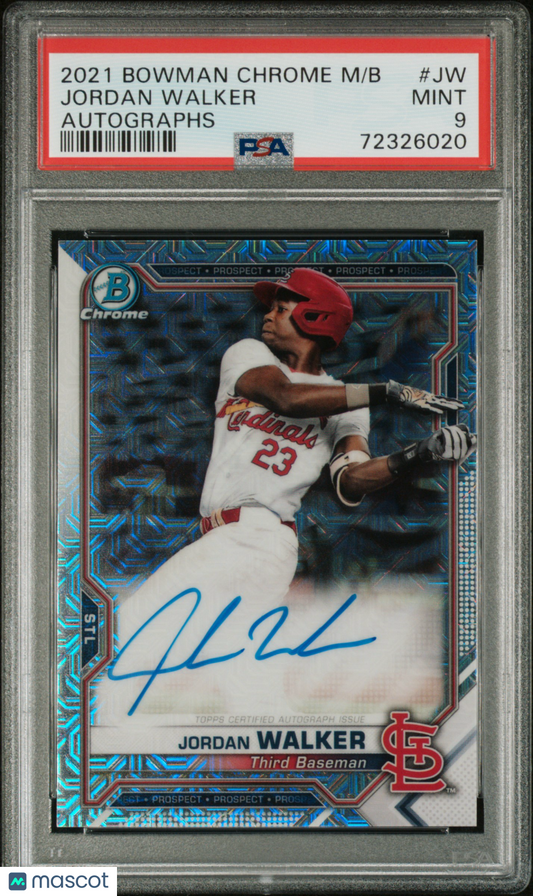 2021 Bowman Chrome Mega Box Autographs Jordan Walker #JW PSA 9