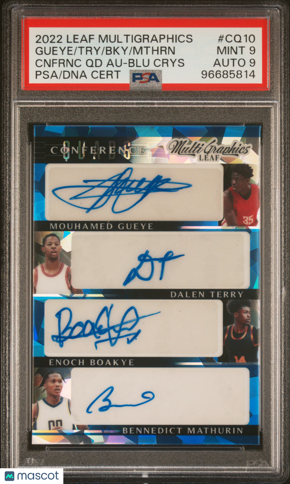 2022 Leaf Multigraphics Conference Quads Autographs Multi QD Blu Crys /500 PSA 9