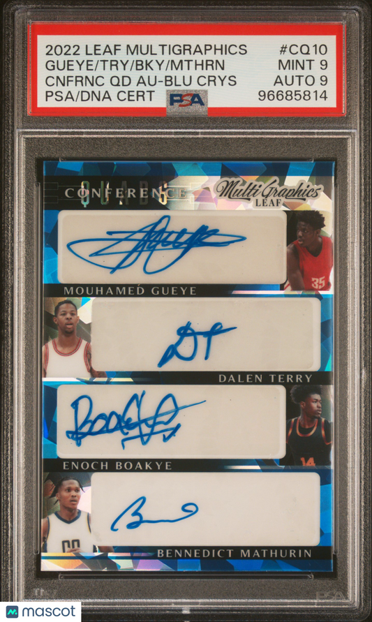 2022 Leaf Multigraphics Conference Quads Autographs Multi QD Blu Crys /500 PSA 9