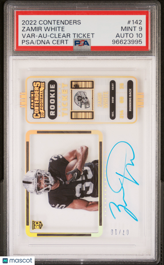 2022 Panini Contenders Zamir White #142 Var Au Clear Ticket PSA 9