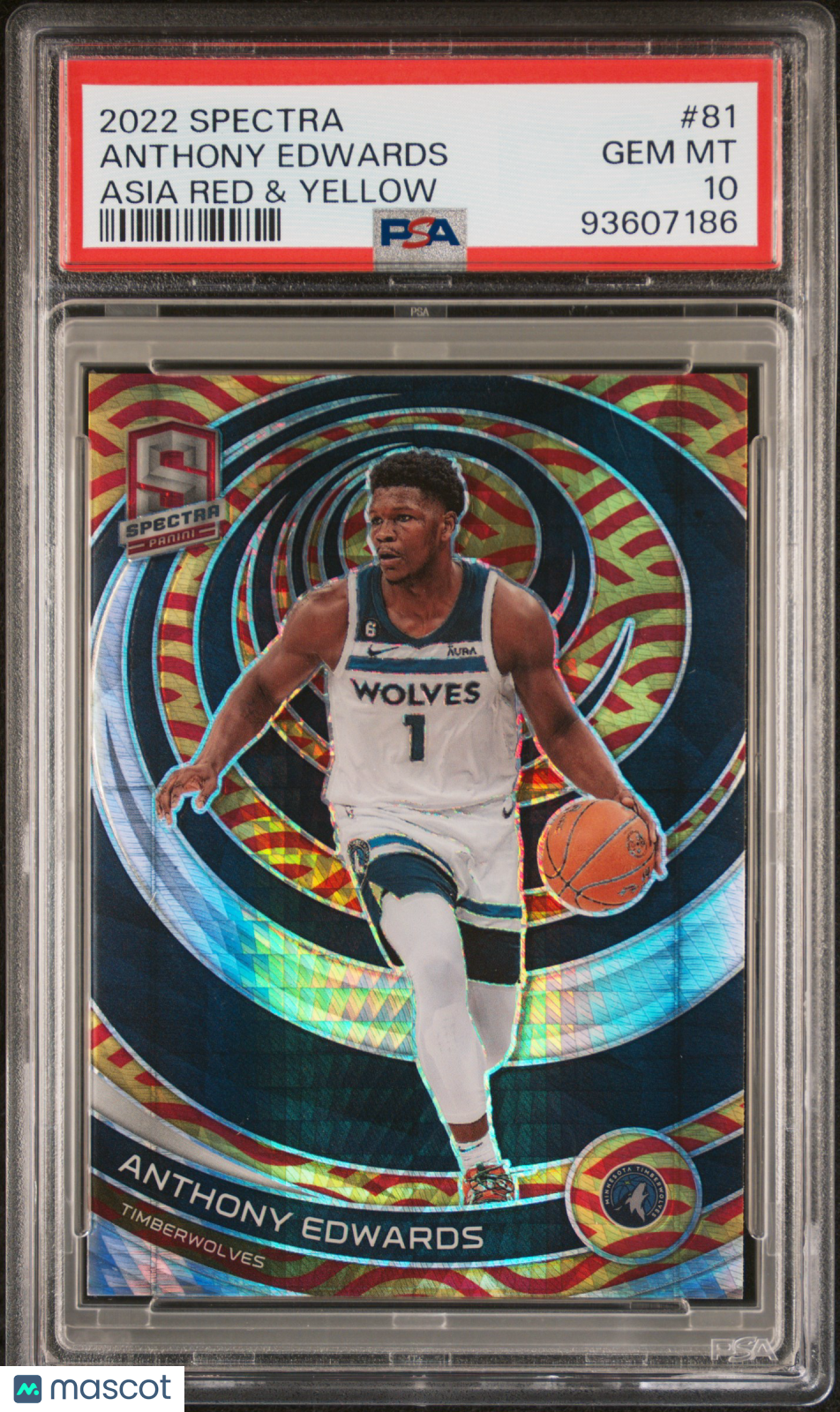 2022 Panini Spectra Anthony Edwards #81 Asia Red & Yellow PSA 10