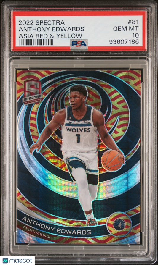 2022 Panini Spectra Anthony Edwards #81 Asia Red & Yellow PSA 10