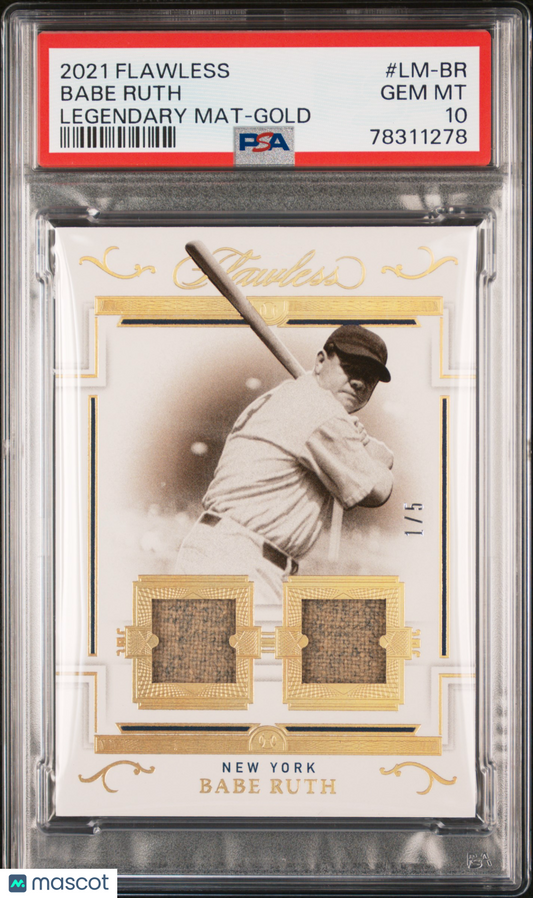 2021 Panini Flawless Legendary Materials Babe Ruth #LM-BR Gold 1/5 PSA 10