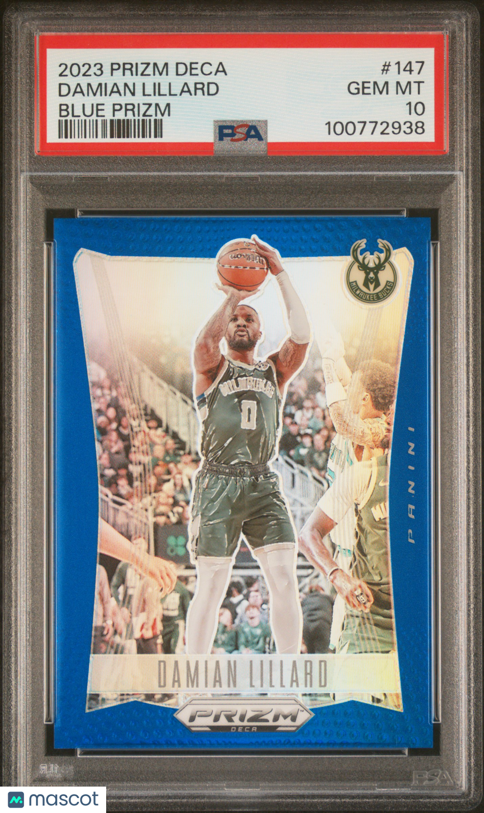 2023 Panini Prizm Deca Damian Lillard #147 Blue PSA 10