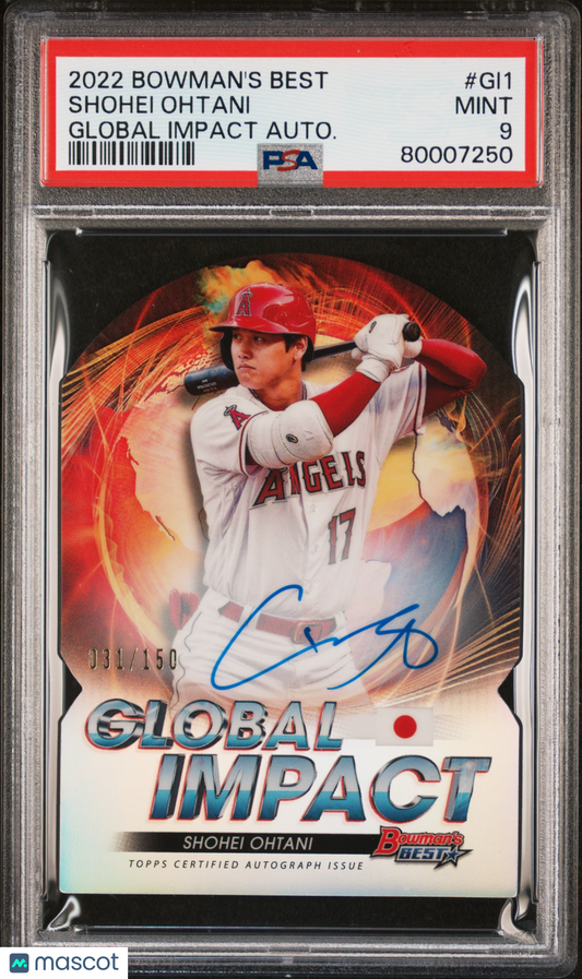 2022 Bowman's Best Global Impact Die-Cut Shohei Ohtani #GI1 Auto 031/150 PSA 9