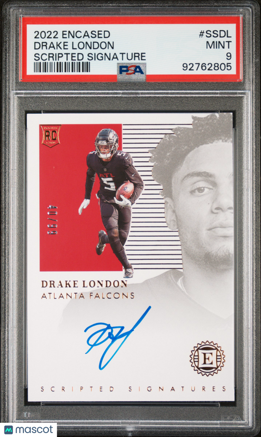 2022 Panini Encased Scripted Signatures Drake London #SSDL PSA 9