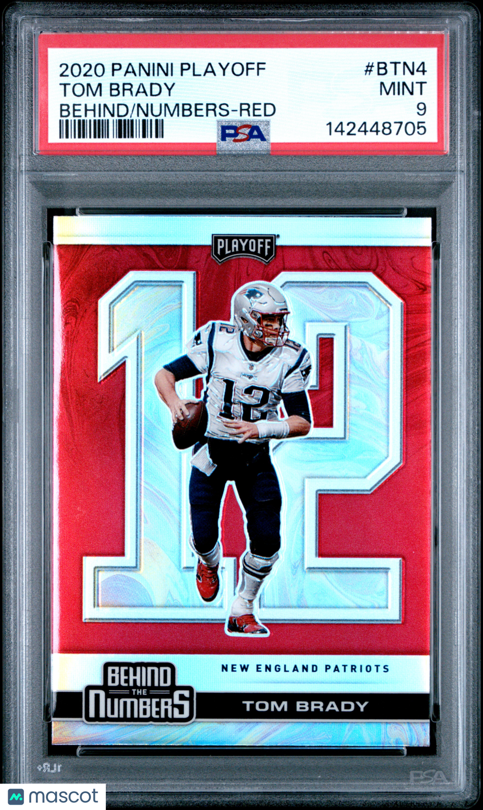 2020 Panini Playoff Behind The Numbers Tom Brady #BTN4 Red PSA 9
