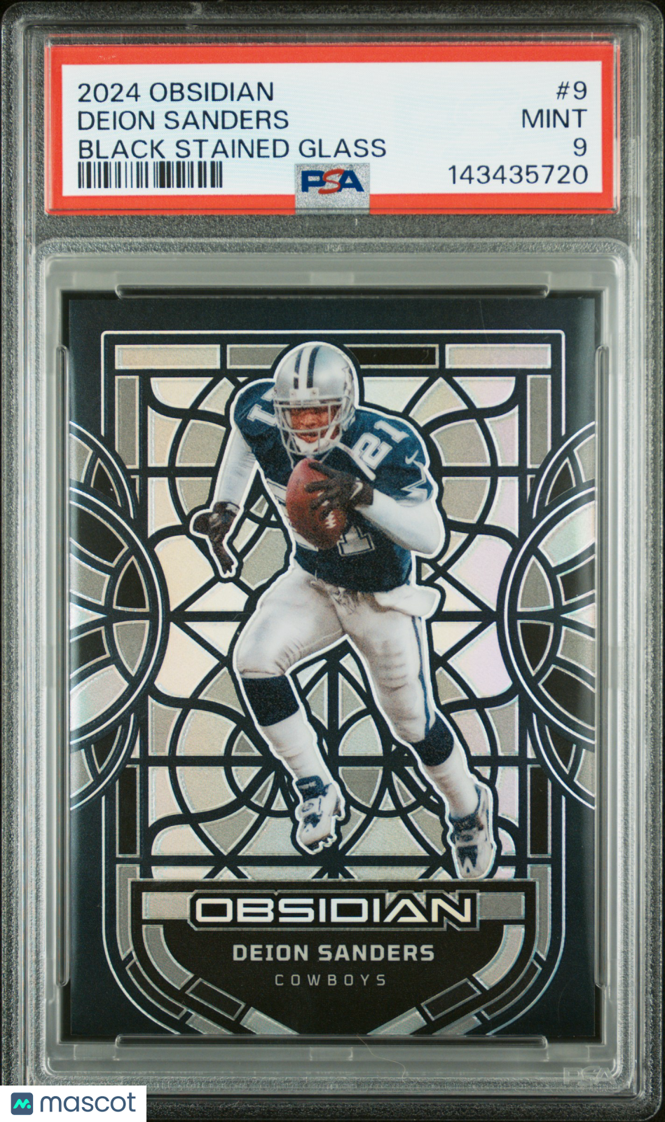 2024 Panini Obsidian Black Stained Glass Deion Sanders #9 PSA 9