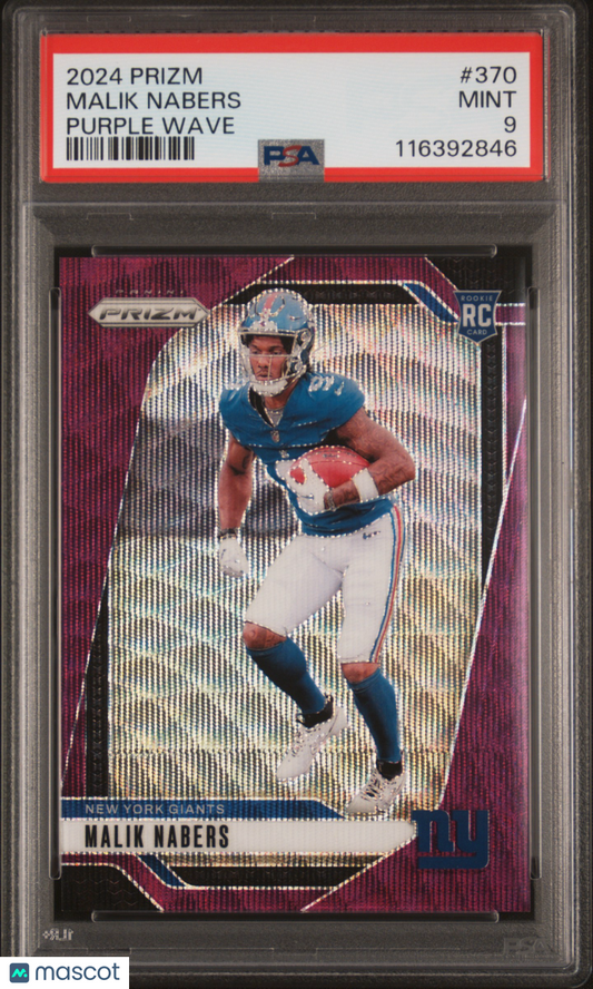 2024 Panini Prizm Malik Nabers #370 Purple Wave PSA 9