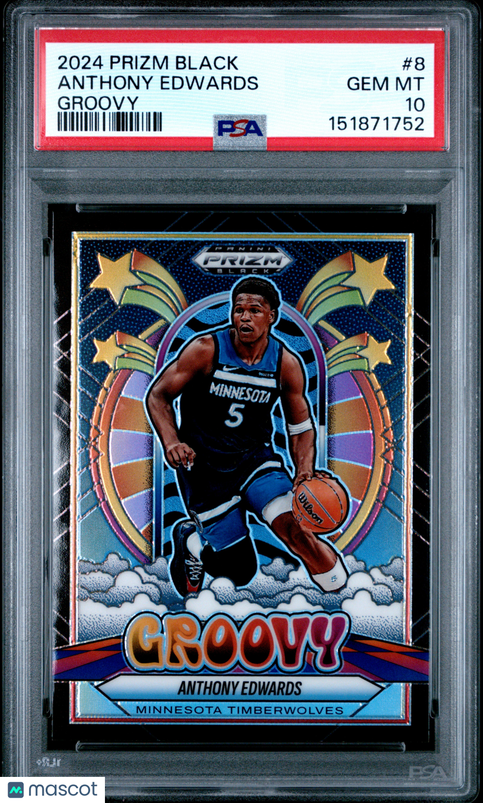 2024 Panini Prizm Black Groovy Anthony Edwards #8 PSA 10