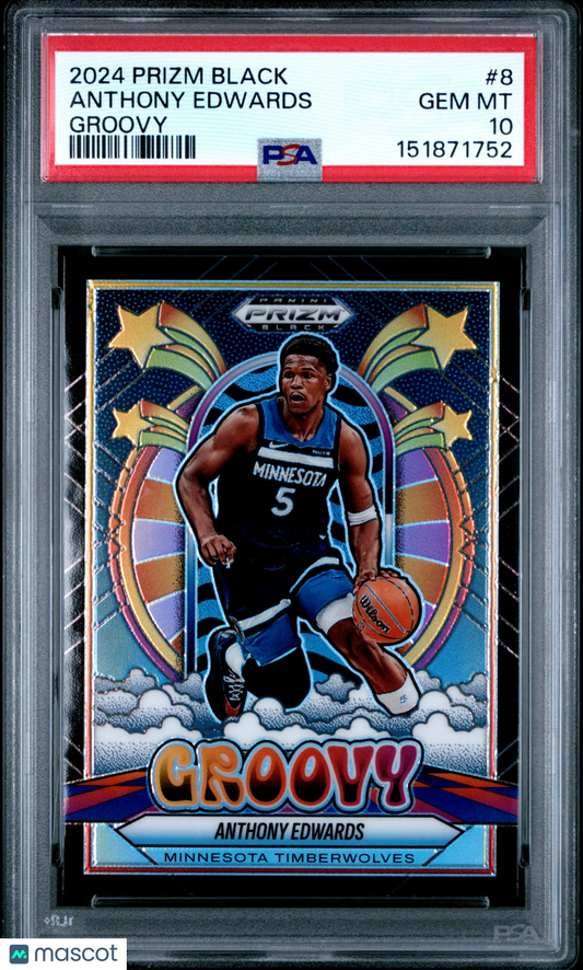 2024 Panini Prizm Black Groovy Anthony Edwards #8 PSA 10