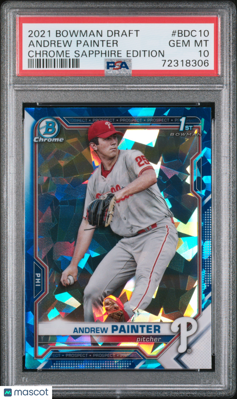 2021 Bowman Draft Chrome Sapphire Edition Andrew Painter #BDC10 PSA 10