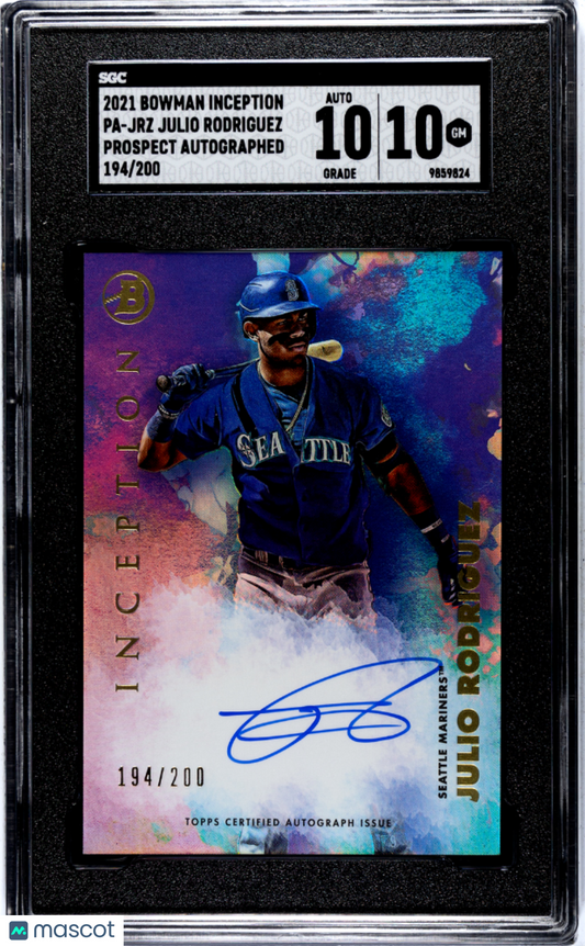 2021 Bowman Inception Julio Rodriguez #PA-JRZ Prospect Autograph 200 SGC 10