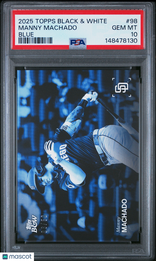 2025 Topps Black And White Manny Machado #98 Blue PSA 10
