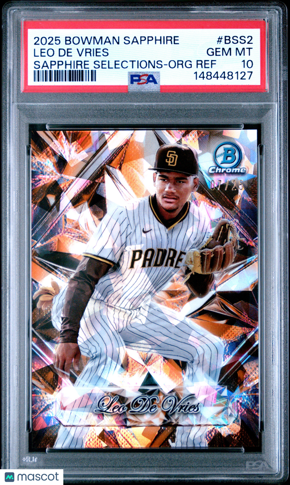 2025 Bowman Sapphire Edition Sapphire Selections Leo De Vries #BSS2 /25 PSA 10