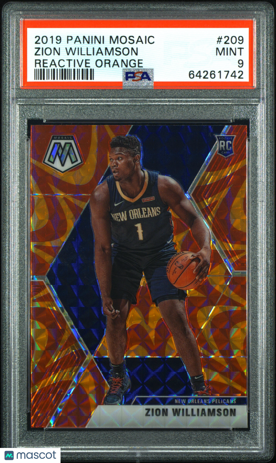 2019 Panini Mosaic Zion Williamson #209 Reactive Orange PSA 9