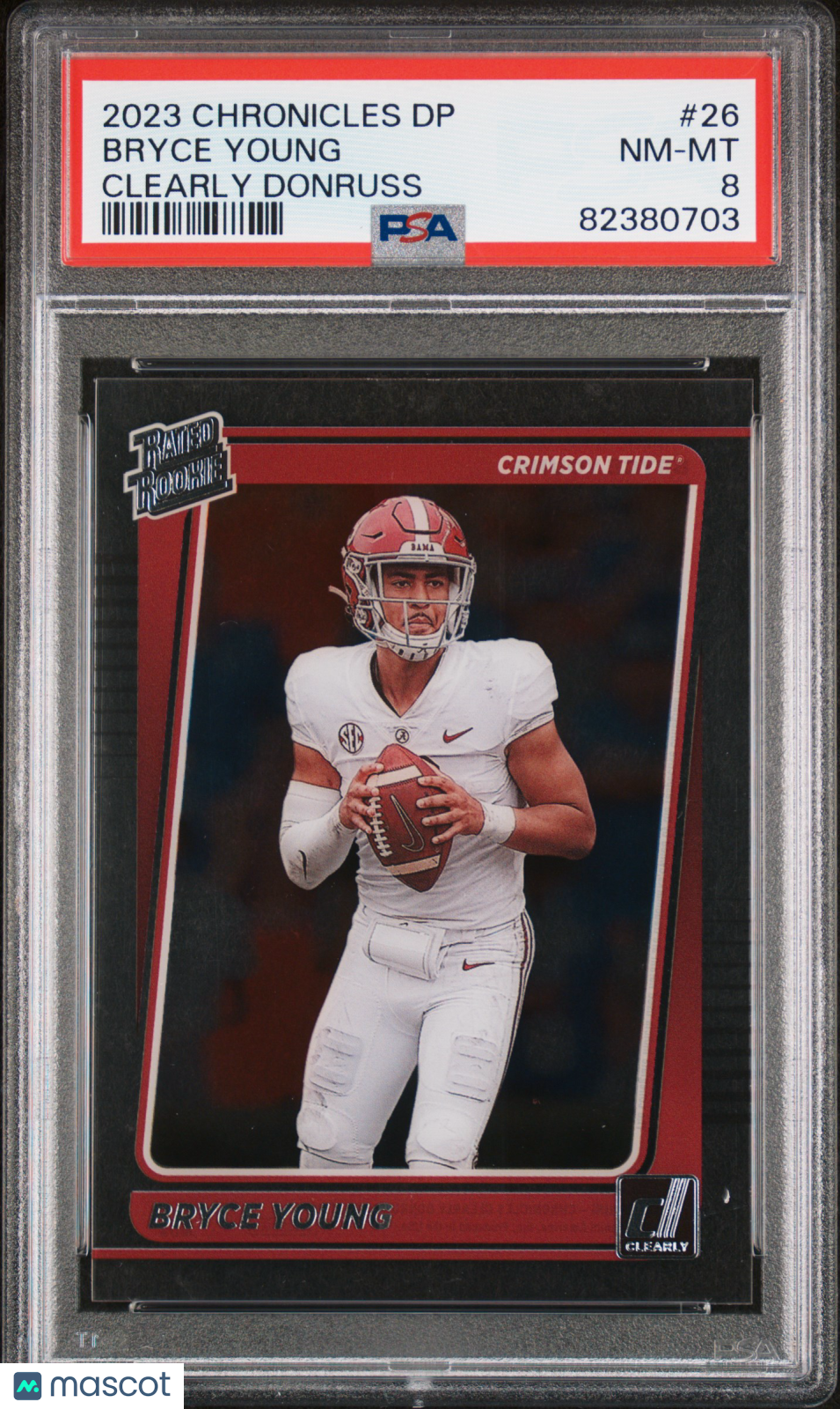 2023 Panini Chronicles Draft Picks Clearly Donruss Bryce Young #26 PSA 8
