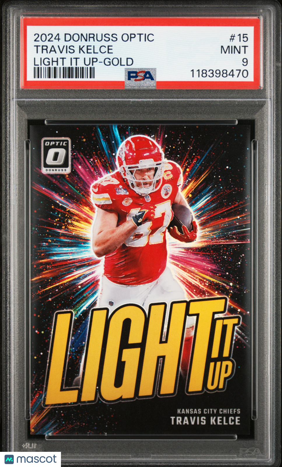 2024 Panini Donruss Optic Light It Up Travis Kelce #15 Gold PSA 9