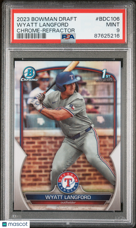 2023 Bowman Draft Wyatt Langford #BDC106 Chrome Refractor PSA 9