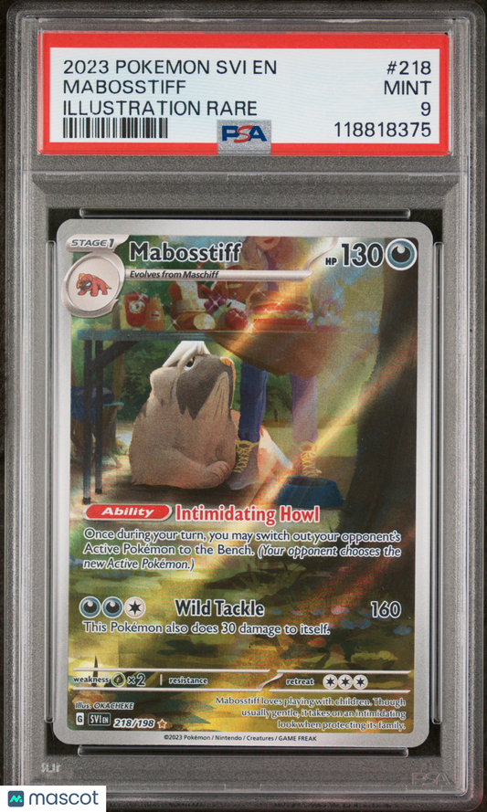 2023 Pokemon Svi EN-Scarlet & Violet Mabosstiff #218 Illustration Rare PSA 9