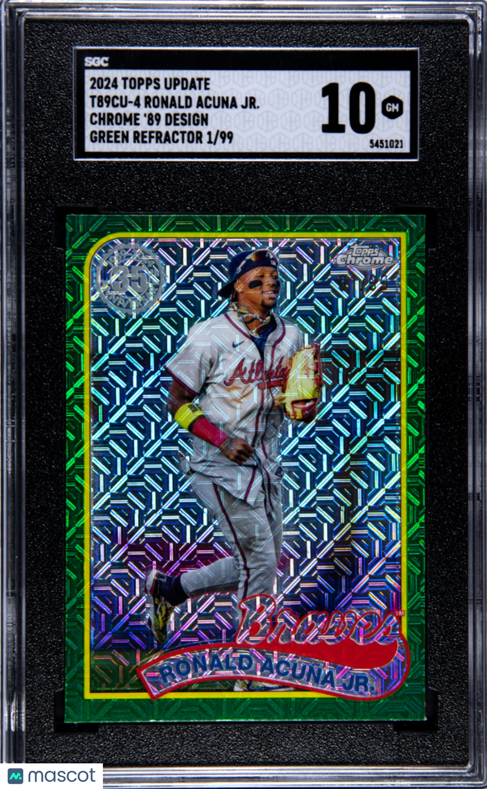 2024 Topps Update Ronald Acuna JR. #T89CU-4 Chrome '89 Design Green SGC 10