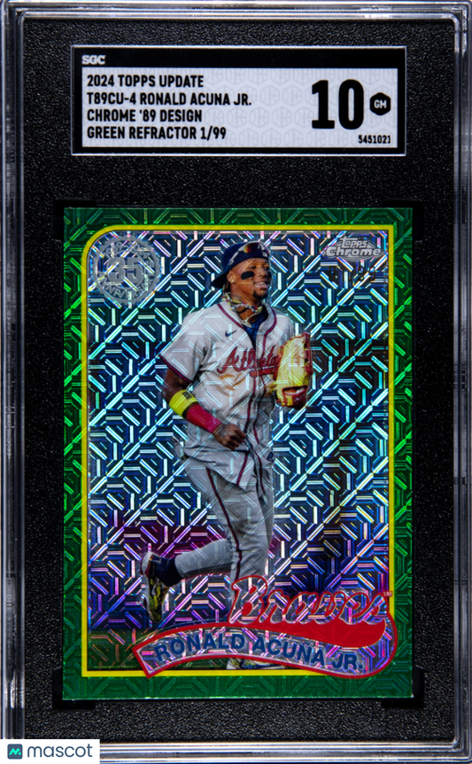 2024 Topps Update Ronald Acuna JR. #T89CU-4 Chrome '89 Design Green SGC 10