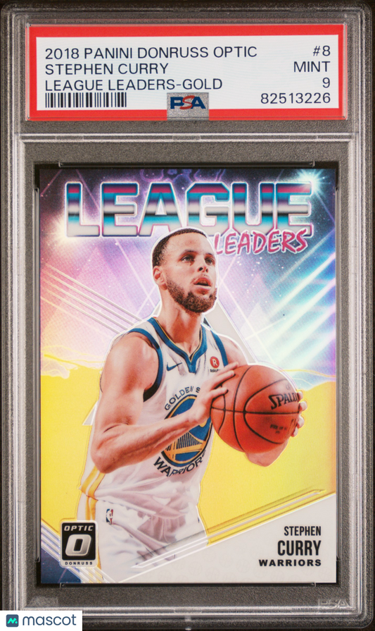 2018 Panini Donruss Optic League Leaders Stephen Curry #8 Gold PSA 9