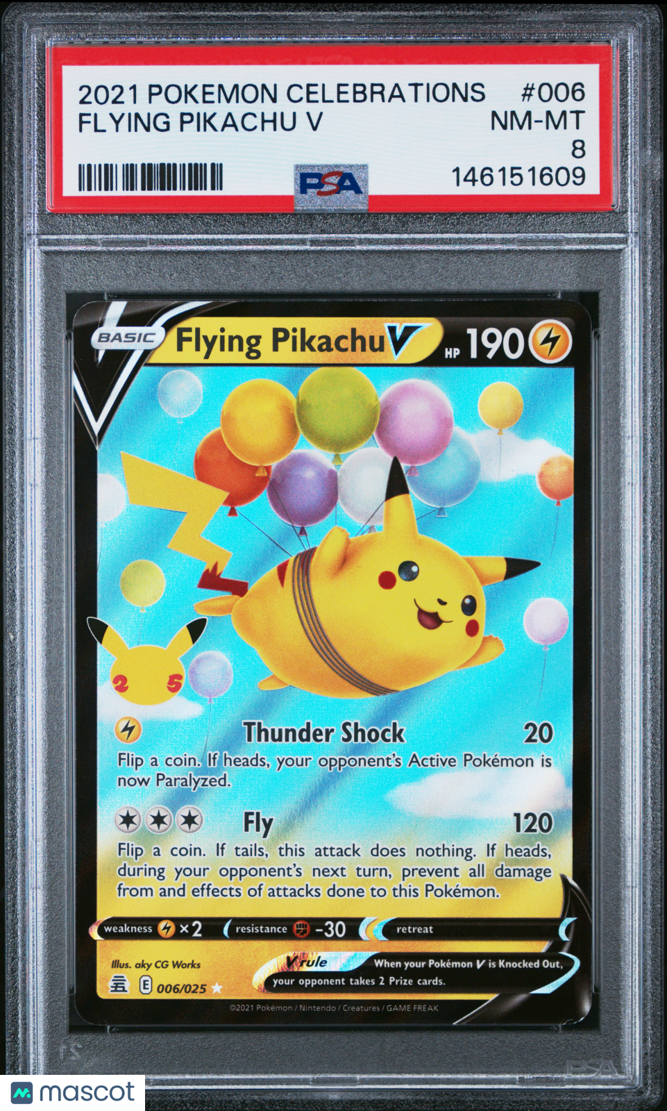 2021 Pokemon Celebrations Flying Pikachu V PSA 8 #006