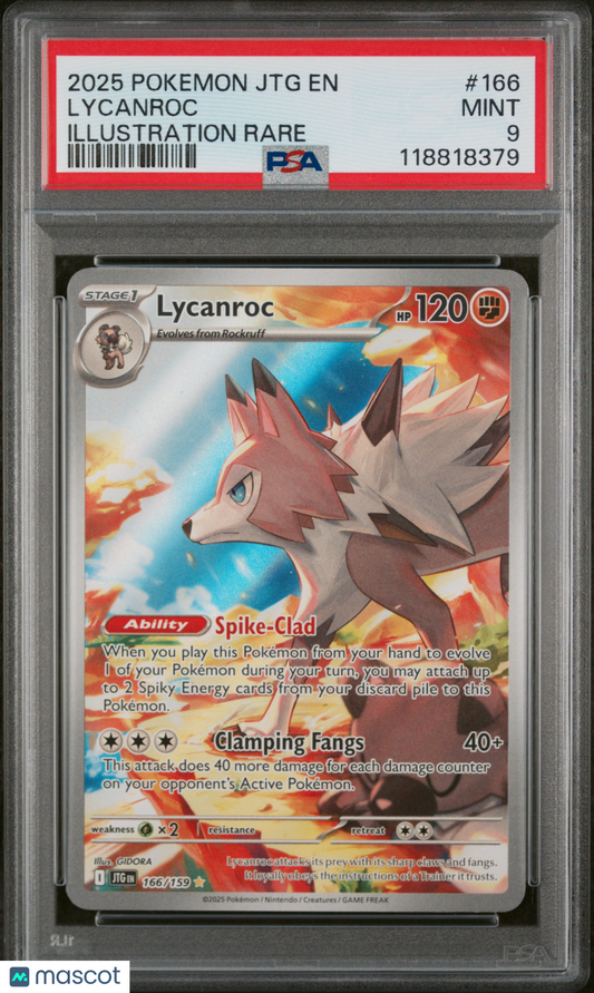 2025 Pokemon JTG EN-Journey Together Lycanroc #166 Illustration Rare PSA 9