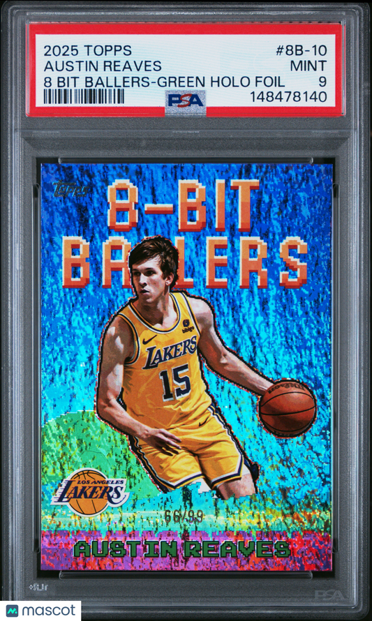2025 Topps 8 Bit Ballers Austin Reaves #8B-10 Green Holo Foil 66/99 PSA 9