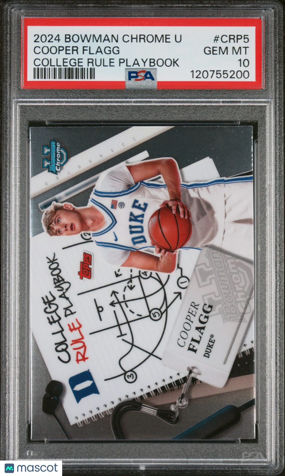 2024 Bowman Chrome University College Rule Playbook Cooper Flagg #CRP5 PSA 10