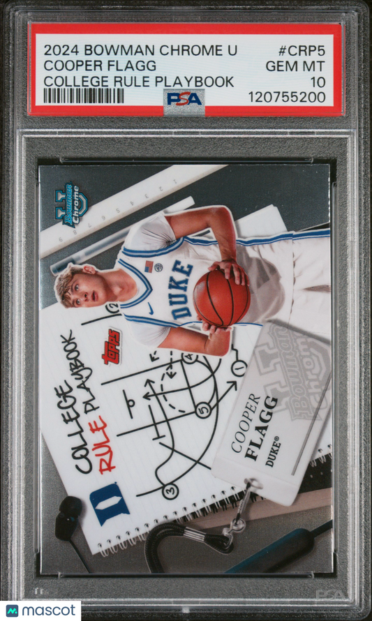 2024 Bowman Chrome University College Rule Playbook Cooper Flagg #CRP5 PSA 10