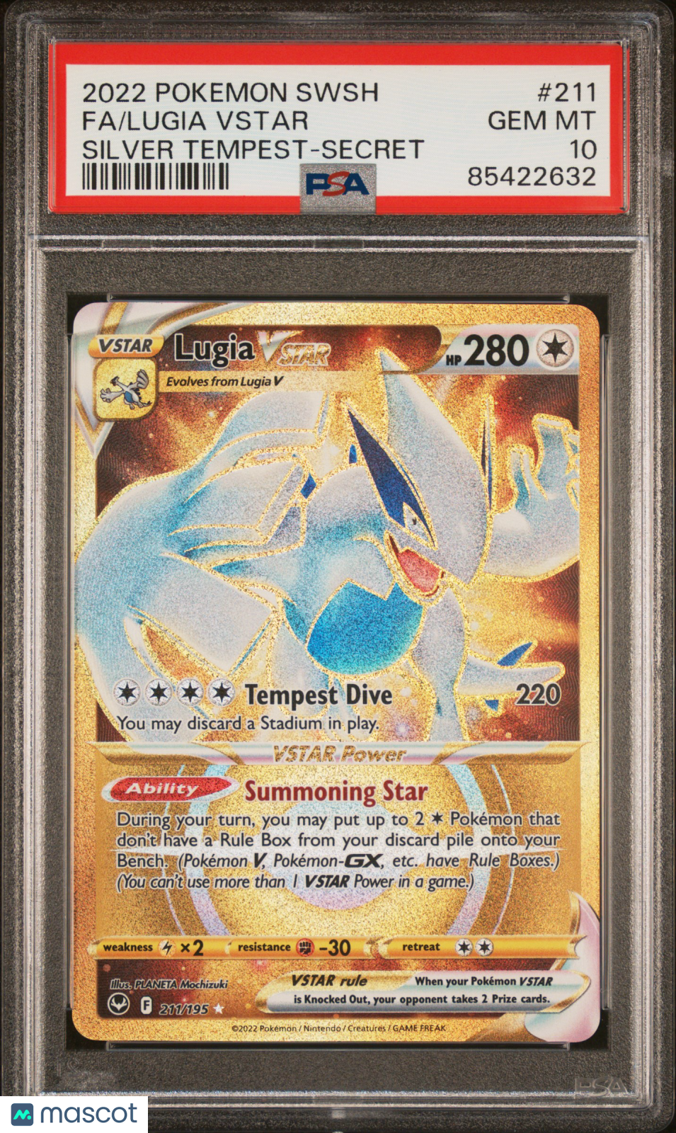 2022 Pokemon Sword & Shield Silver Tempest Lugia VSTAR Secret Fa PSA 10 #211