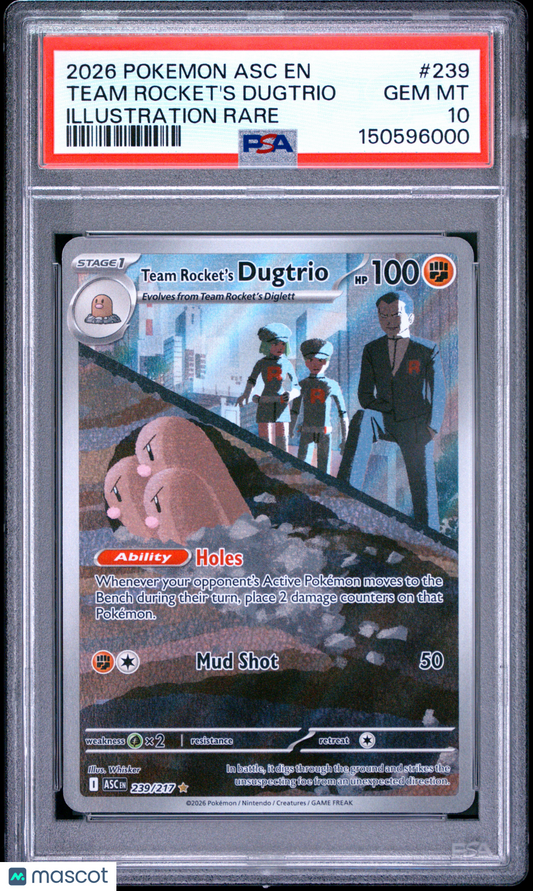 2026 Pokemon Ascended Heroes Team Rocket's Dugtrio Illustration Rare PSA 10 #239
