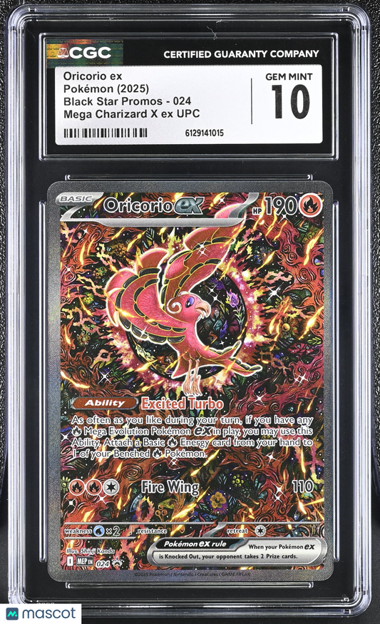 2025 Pokemon Black Star Promos Oricorio ex Mega Charizard X ex UPC CGC 10 #024