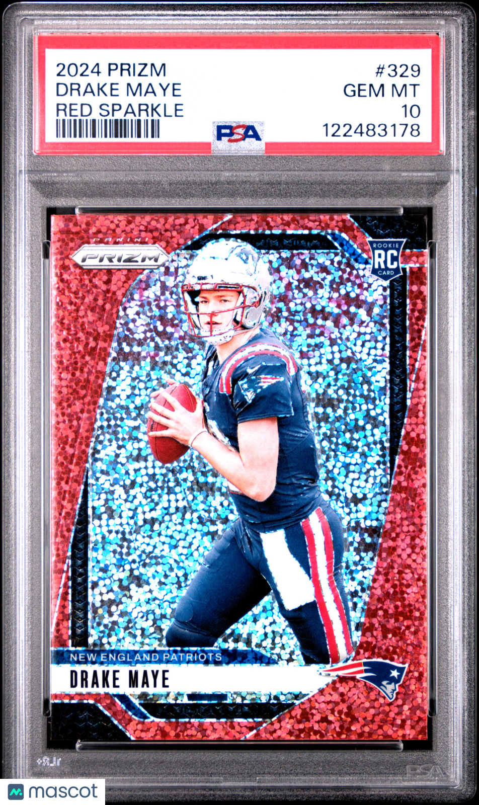 2024 Panini Prizm Drake Maye #329 Red Sparkle PSA 10