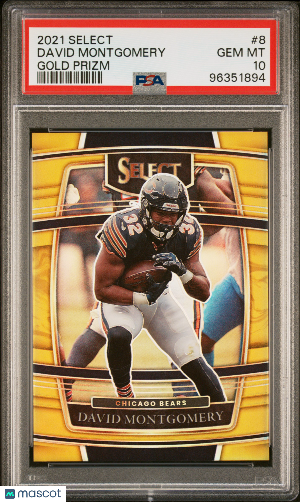2021 Panini Select David Montgomery #8 Gold Prizm PSA 10