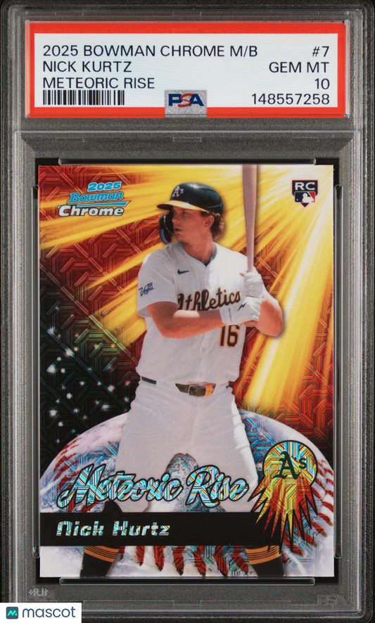 2025 Bowman Chrome Mega Box Meteoric Rise Nick Kurtz #7 PSA 10