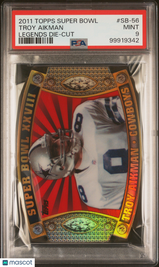 2011 Topps Super Bowl Legends Die-Cut Troy Aikman #SB-56 SP PSA 9