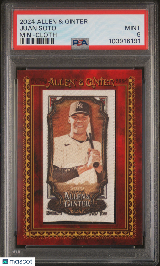2024 Topps Allen & Ginter Juan Soto Mini Cloth PSA 9