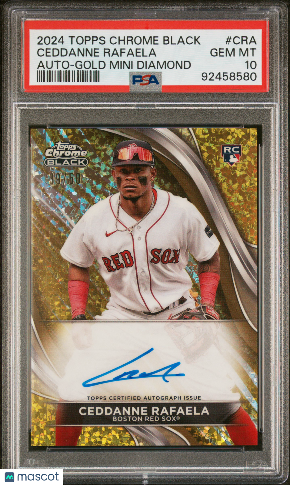 2024 Topps Chrome Black Autographs Ceddanne Rafaela #CRA Gold /50 PSA 10
