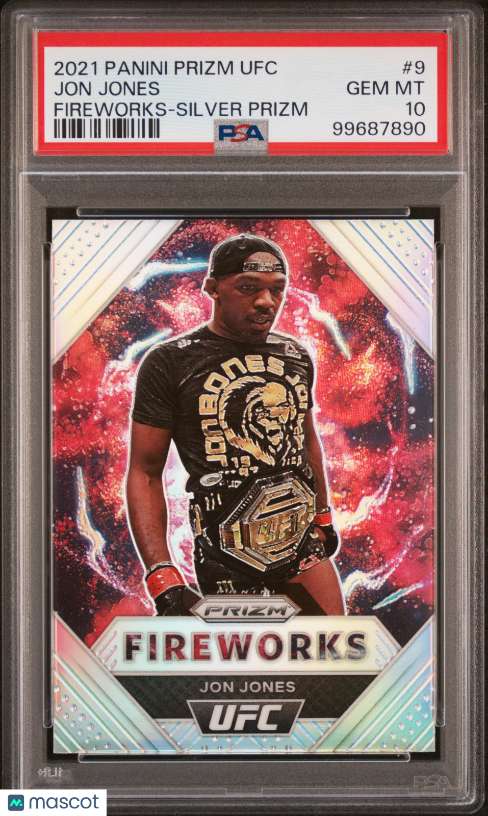 2021 Panini Prizm UFC Fireworks Jon Jones #9 Silver PSA 10