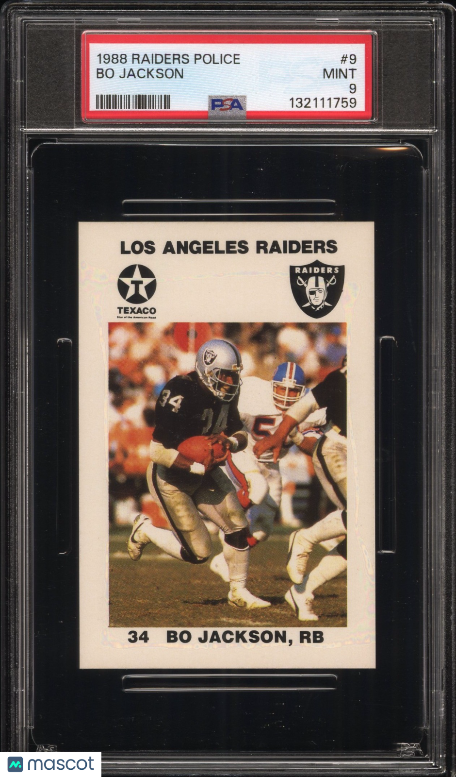 1988 Raiders Police Bo Jackson #9 PSA 9