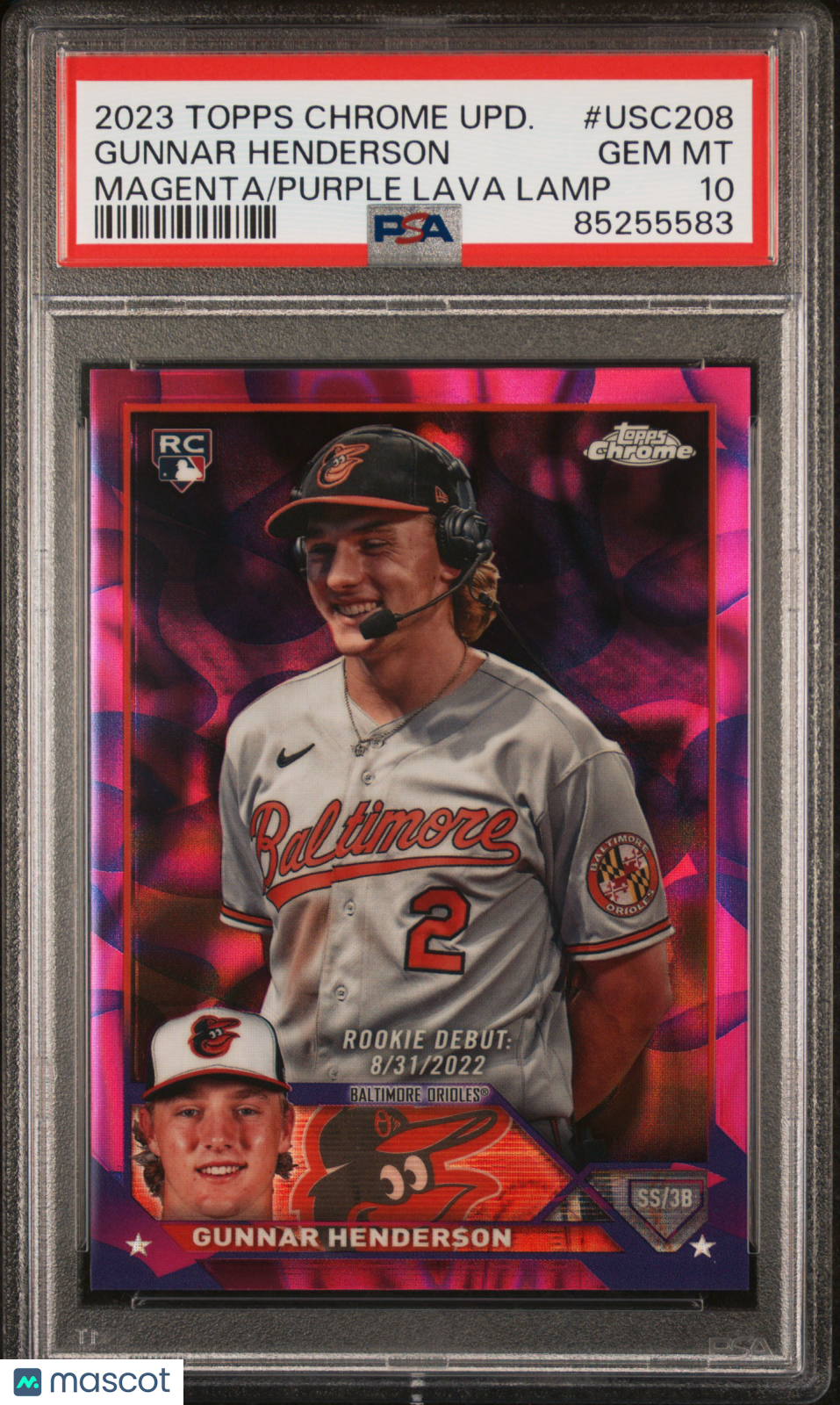 2023 Topps Chrome Update Gunnar Henderson #USC208 Purple Lava Lamp Ref PSA 10