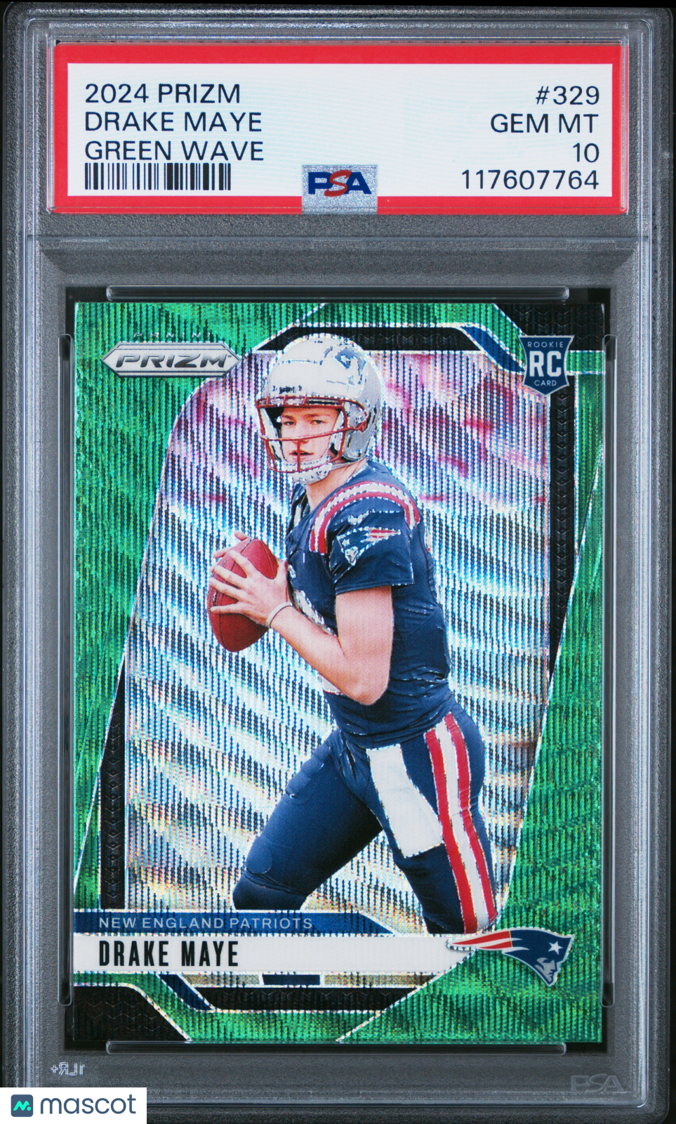 2024 Panini Prizm Drake Maye #329 Green Wave PSA 10