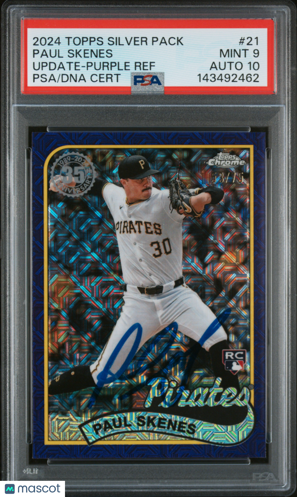 2024 Topps Silver Pack 1989 Paul Skenes Authentic Auto /75 PSA 9 Auto 10