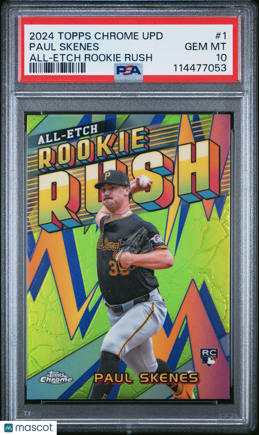 2024 Topps Chrome Update Chrome All-Etch Rookie Rush Paul Skenes #1 PSA 10
